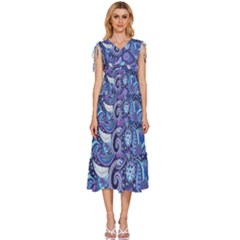 Patterns, Doodles, Pattern, Colorful, Textu V-neck Drawstring Shoulder Sleeveless Maxi Dress