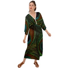 Peacock Feathers, Feathers, Peacock Nice Grecian Style  Maxi Dress