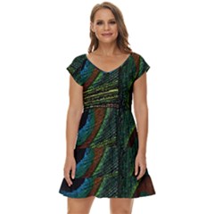 Peacock Feathers, Feathers, Peacock Nice Short Sleeve Tiered Mini Dress