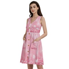 Pink Glitter Background Sleeveless Dress With Pocket