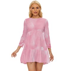 Pink Glitter Background Long Sleeve Babydoll Dress