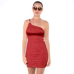 Red Chinese Background Chinese Patterns, Chinese One Shoulder Ring Trim Bodycon Dress