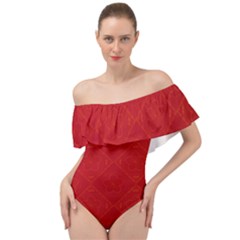 Red Chinese Background Chinese Patterns, Chinese Off Shoulder Velour Bodysuit 