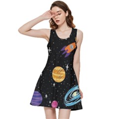 Space Cartoon, Planets, Rockets Inside Out Racerback Dress