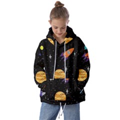 Space Cartoon, Planets, Rockets Kids  Oversized Hoodie
