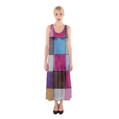 Tile, Colorful, Squares, Texture Sleeveless Maxi Dress