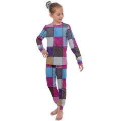 Tile, Colorful, Squares, Texture Kids  Long Sleeve Set 