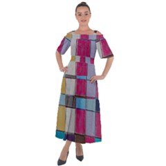 Tile, Colorful, Squares, Texture Shoulder Straps Boho Maxi Dress 