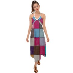 Tile, Colorful, Squares, Texture Halter Tie Back Dress 