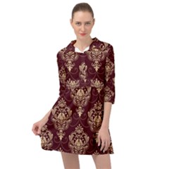 Vintage Floral Pattern, Purple Vintage Mini Skater Shirt Dress