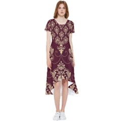Vintage Floral Pattern, Purple Vintage High Low Boho Dress