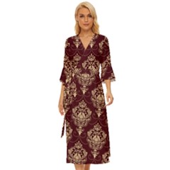 Vintage Floral Pattern, Purple Vintage Midsummer Wrap Dress