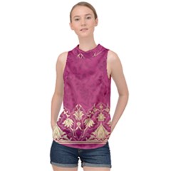 Vintage Pink Texture, Floral Design, Floral Texture Patterns, High Neck Satin Top