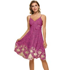 Vintage Pink Texture, Floral Design, Floral Texture Patterns, Sleeveless Tie Front Chiffon Dress