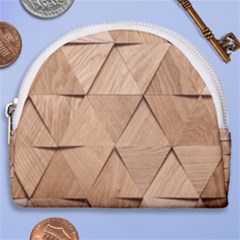 Wooden Triangles Texture, Wooden Wooden Horseshoe Style Canvas Pouch