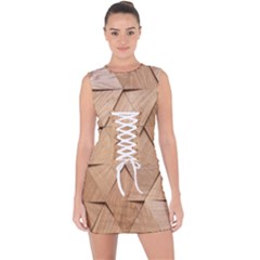 Wooden Triangles Texture, Wooden Wooden Lace Up Front Bodycon Dress