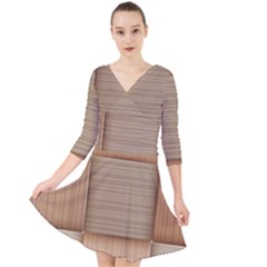 Wooden Wickerwork Textures, Square Patterns, Vector Quarter Sleeve Front Wrap Dress