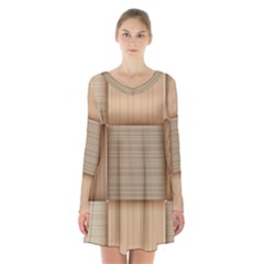 Wooden Wickerwork Textures, Square Patterns, Vector Long Sleeve Velvet V-neck Dress