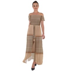 Wooden Wickerwork Textures, Square Patterns, Vector Off Shoulder Open Front Chiffon Dress
