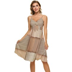 Wooden Wickerwork Textures, Square Patterns, Vector Sleeveless Tie Front Chiffon Dress