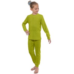 Yellow Lego Texture Macro, Yellow Dots Background Kids  Long Sleeve Set 