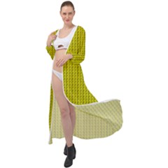 Yellow Lego Texture Macro, Yellow Dots Background Maxi Chiffon Beach Wrap