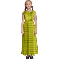 Yellow Lego Texture Macro, Yellow Dots Background Kids  Satin Sleeveless Maxi Dress