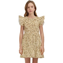 Yellow Sand Texture Kids  Winged Sleeve Dress