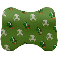 Yoshi Print, Super, Huevo, Game, Green, Egg, Mario Head Support Cushion