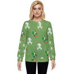 Yoshi Print, Super, Huevo, Game, Green, Egg, Mario Hidden Pocket Sweatshirt
