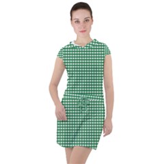 Green -1 Drawstring Hooded Dress