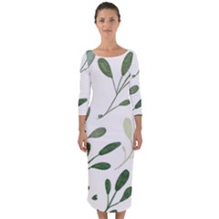 Sheets-7 Quarter Sleeve Midi Bodycon Dress
