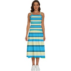 Stripes-3 Sleeveless Shoulder Straps Boho Dress