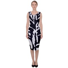 Zebra-black White Sleeveless Pencil Dress