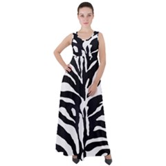 Zebra-black White Empire Waist Velour Maxi Dress