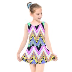 Zigzag-1 Kids  Skater Dress Swimsuit