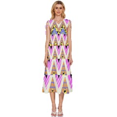 Zigzag-1 V-neck Drawstring Shoulder Sleeveless Maxi Dress