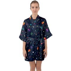 Abstract Minimalism Digital Art, Half Sleeve Satin Kimono 