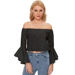 Black, Background, Simple Off Shoulder Flutter Bell Sleeve Top