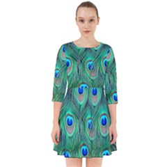 Feather, Bird, Pattern, Peacock, Texture Smock Dress