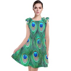 Feather, Bird, Pattern, Peacock, Texture Tie Up Tunic Dress