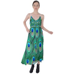 Feather, Bird, Pattern, Peacock, Texture Tie Back Maxi Dress