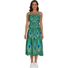 Feather, Bird, Pattern, Peacock, Texture Sleeveless Shoulder Straps Boho Dress