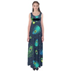 Feather, Bird, Pattern, Empire Waist Maxi Dress