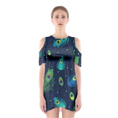 Feather, Bird, Pattern, Shoulder Cutout One Piece Dress
