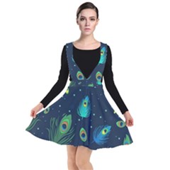 Feather, Bird, Pattern, Plunge Pinafore Dress