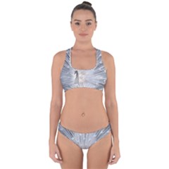 White Feathers, Animal, Bird, Feather, Peacock Cross Back Hipster Bikini Set