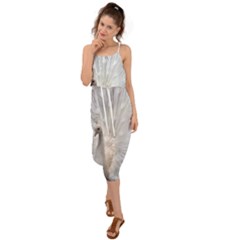 White Feathers, Animal, Bird, Feather, Peacock Waist Tie Cover Up Chiffon Dress