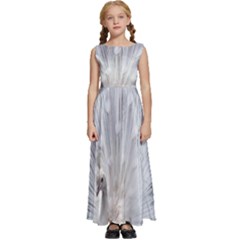 White Feathers, Animal, Bird, Feather, Peacock Kids  Satin Sleeveless Maxi Dress