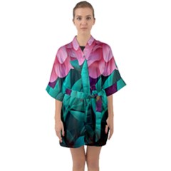 Eaves, Mate, Pink, Purple, Stock Wall Half Sleeve Satin Kimono 